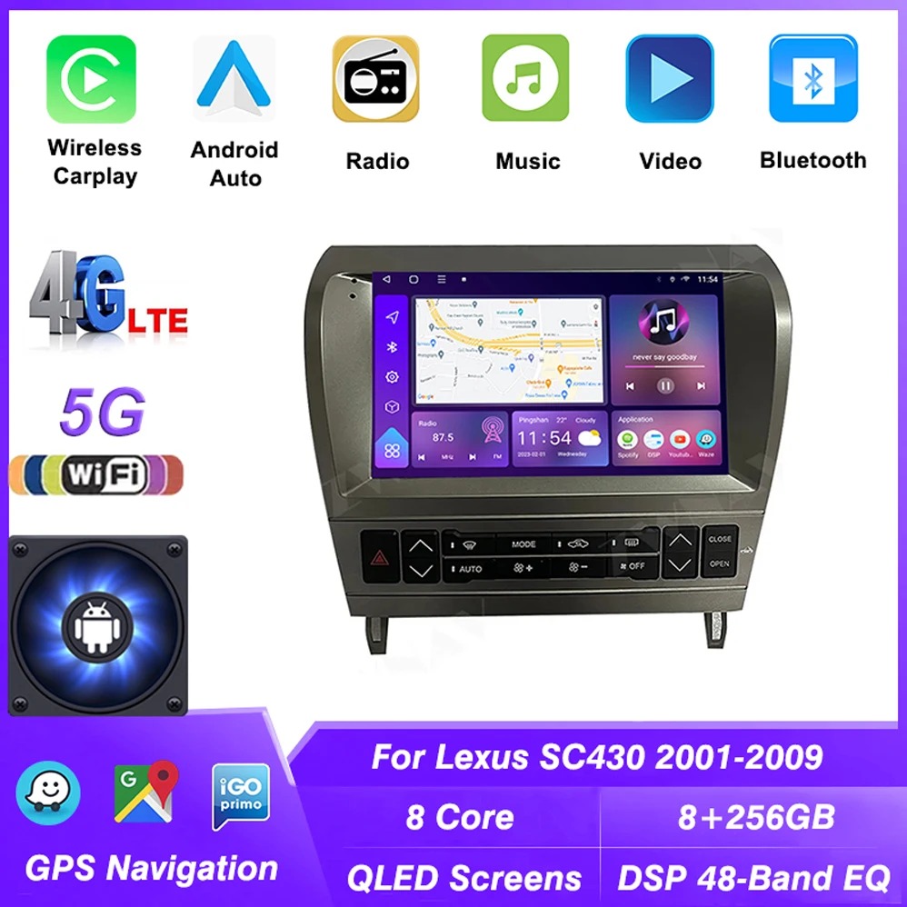 Android 15 IPS Screen Android Auto Radio for SC430 2001-2009 Carplay 2 DIN Stereo Car  Navigation Multimedia Head Unit